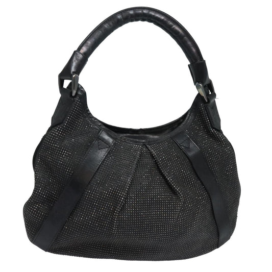 Luxury Burberry Studs Shoulder Bag Leather Black Auth ti1805