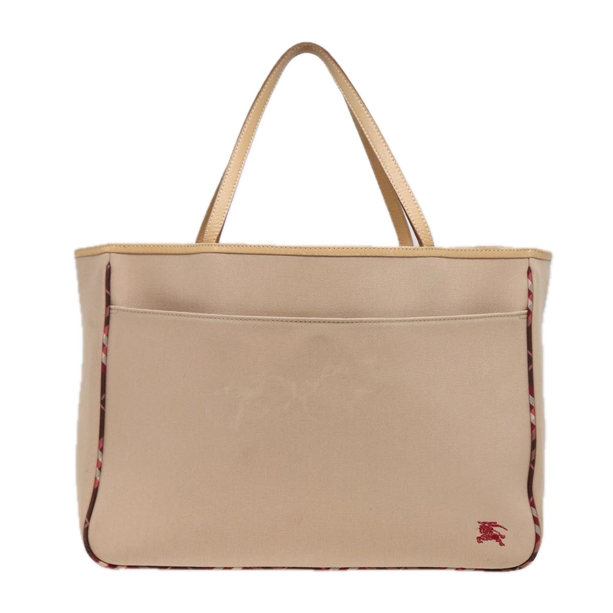 Luxury Burberry Nova Check Tote Bag Canvas Beige Auth ti1812