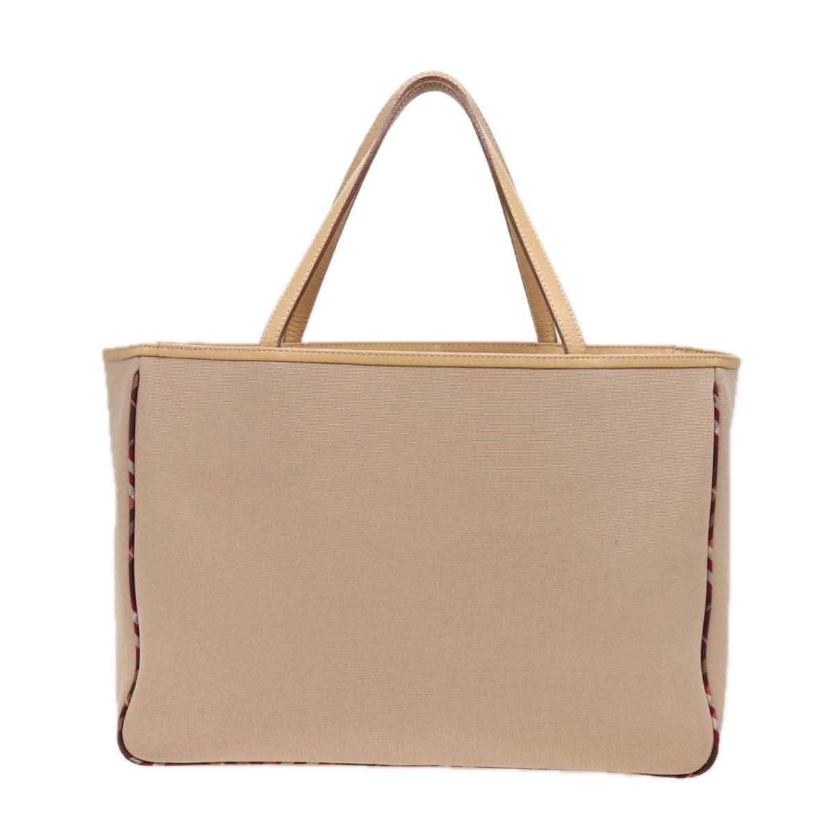Luxury Burberry Nova Check Tote Bag Canvas Beige Auth ti1812