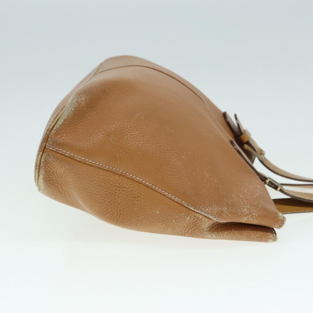 Luxury BurberrySs Hand Bag Leather Brown Silver Auth ti2003