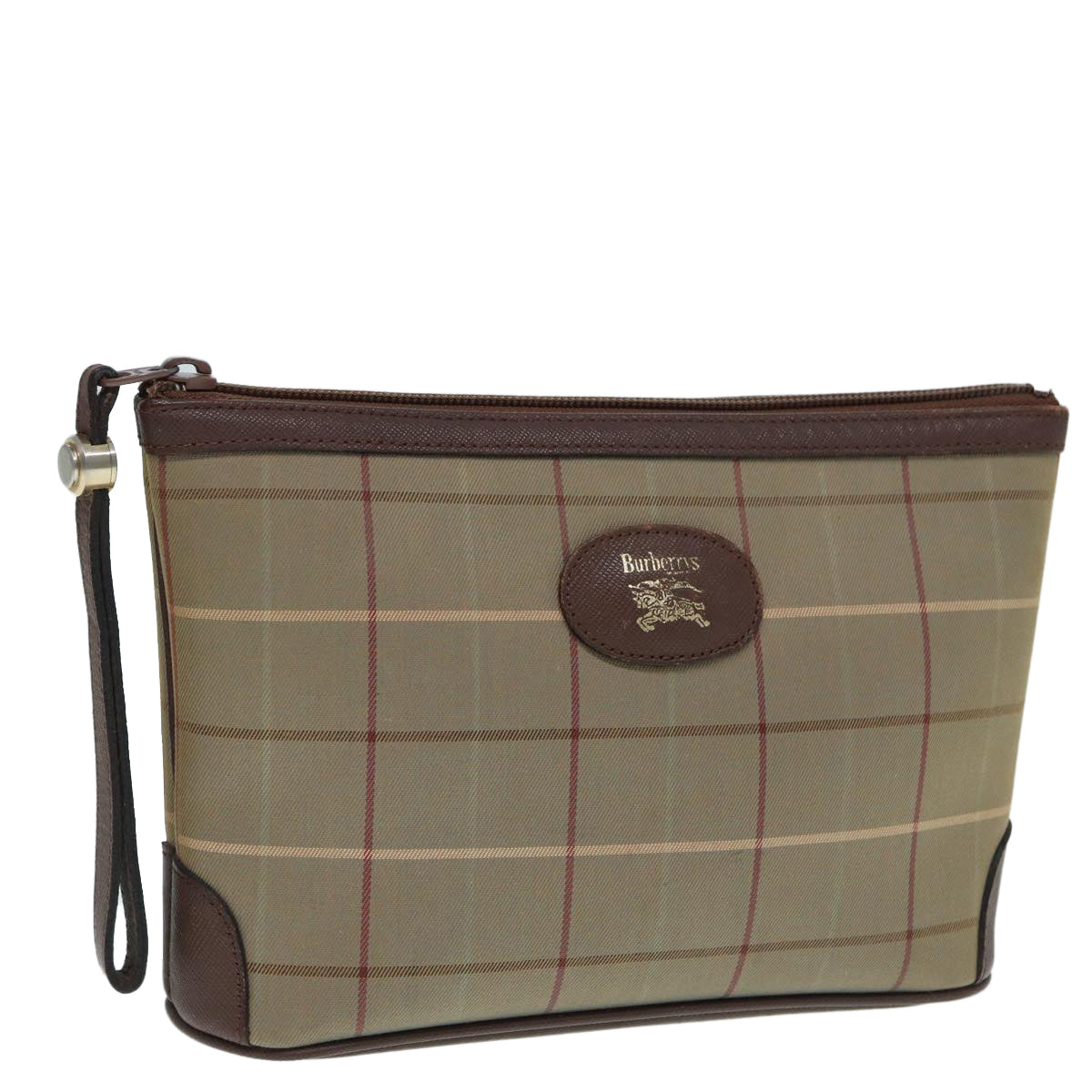 Luxury BurberrySs Nova Check Clutch Bag Canvas Beige Auth ti2016