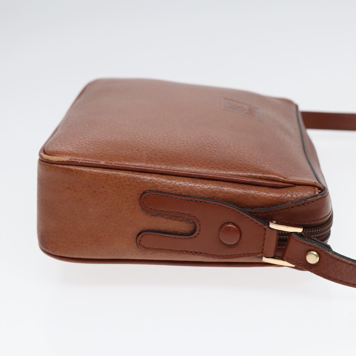 Luxury BurberrySs Shoulder Bag Leather Brown Gold Auth ti2030