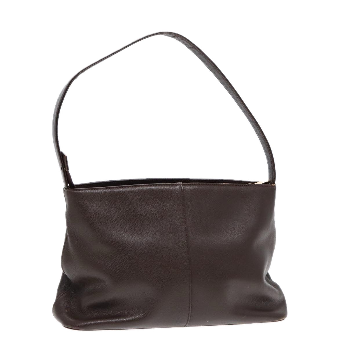 Luxury Burberry Shoulder Bag Leather Brown Gold Auth ti2038