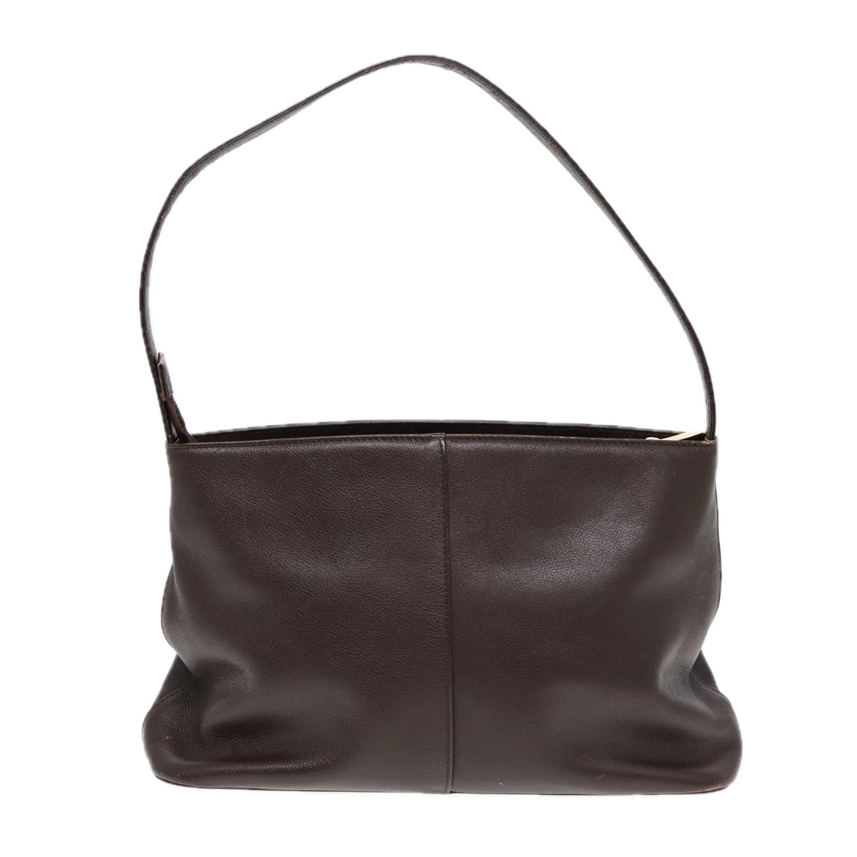 Luxury Burberry Shoulder Bag Leather Brown Gold Auth ti2038