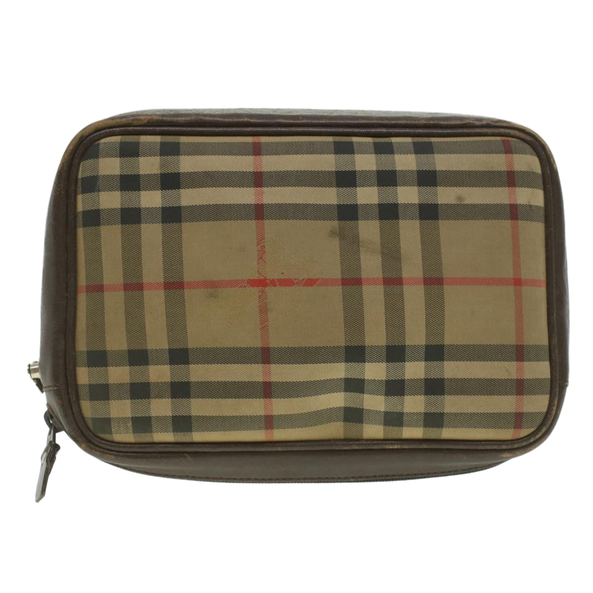 Luxury BurberrySs Nova Check Clutch Bag Nylon Beige Auth ti943