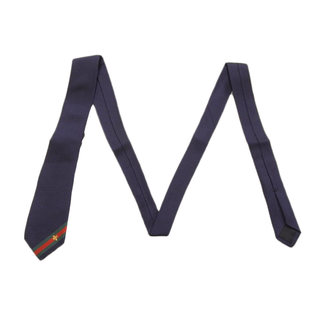 Gucci Silk Narrow Tie Navy Bee