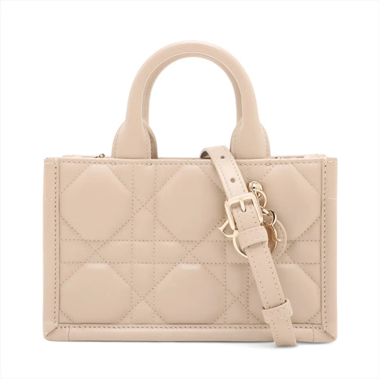 Christian Dior Beige Macrocannage Leather Mini Dior Book Tote Bag  [Clearance Sale]