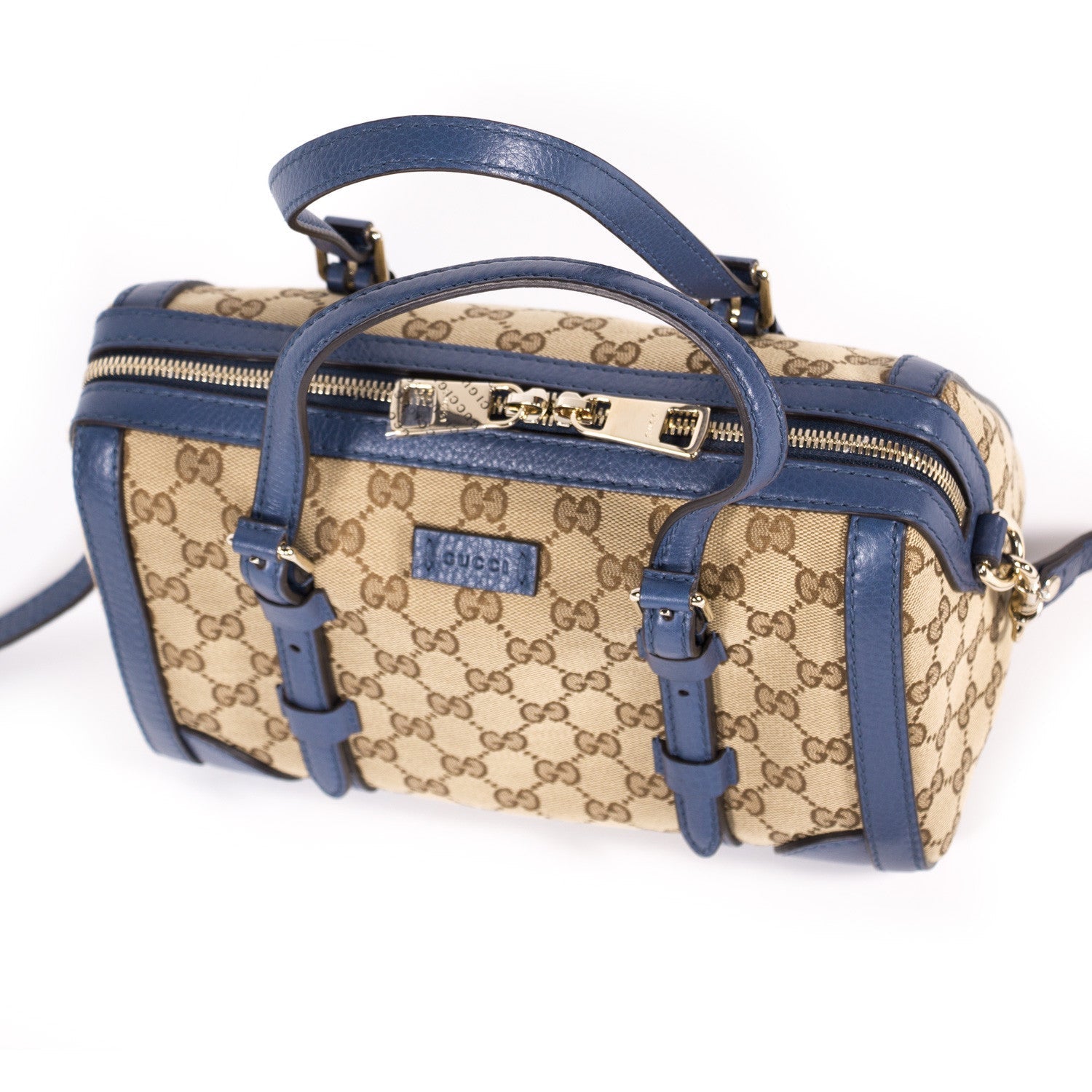 Gucci Boston Leather Canvas Shoulder Bag Style 5
