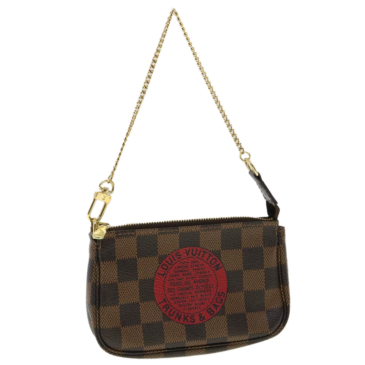 LOUIS VUITTON Damier Ebene Mini Pochette T&B Accessoires N58011 Auth tp452A