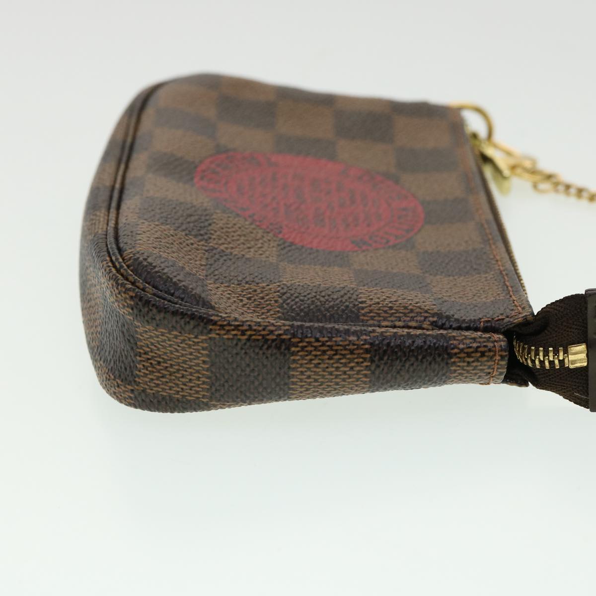 LOUIS VUITTON Damier Ebene Mini Pochette T&B Accessoires N58011 Auth tp452A