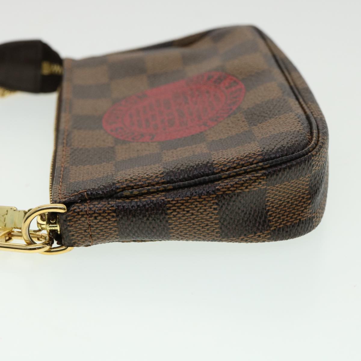 LOUIS VUITTON Damier Ebene Mini Pochette T&B Accessoires N58011 Auth tp452A
