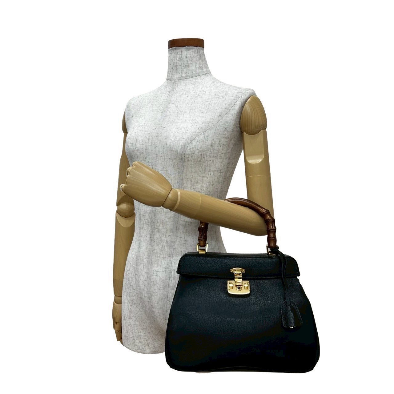 Gucci Bamboo Lady Lock Leather Handbag