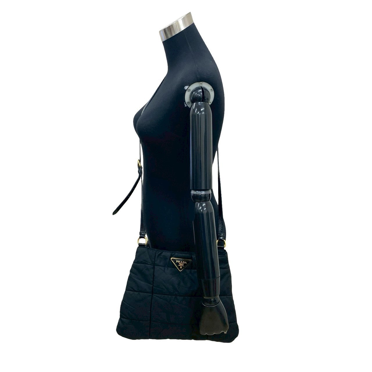 Prada Triangle Logo Nylon Leather Shoulder Bag