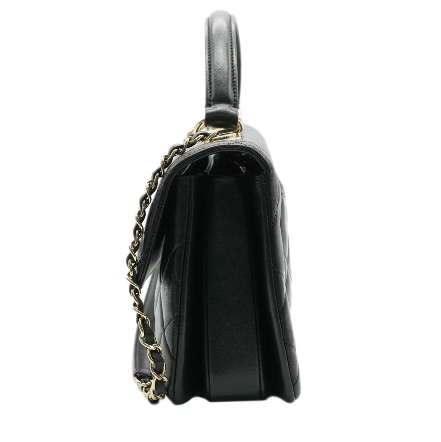 CHANEL Black Quilted Lambskin Small Trendy CC Dual Handle Flap Bag