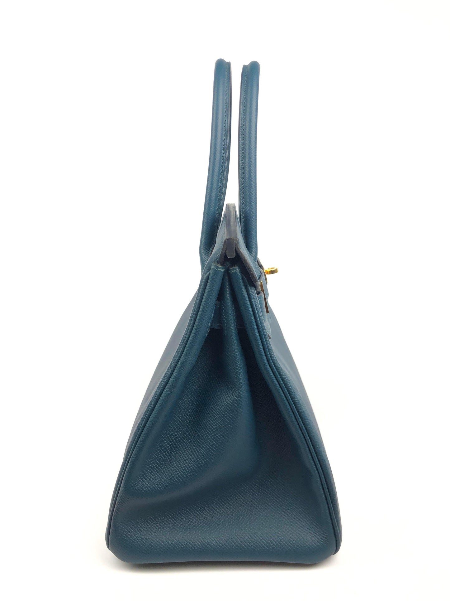 Luxury Hermes 30 cm Blue Colvert Epsom Birkin with Gold Hardware
