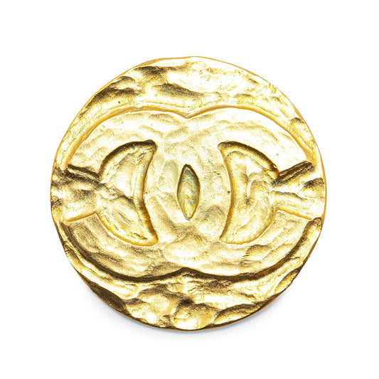 Chanel Gold Plated Coco Mark Round Brooch 95P Classic Flap Tote