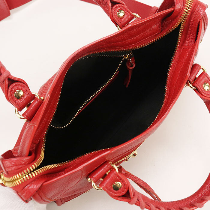 BALENCIAGA 390160 Handbag Classic Mini City 2wayTote Bag leather Red Women