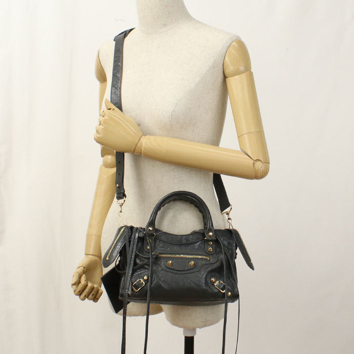 BALENCIAGA 300295 Handbag Classic Mini City 2WAY Mini Tote Bag leather black Women