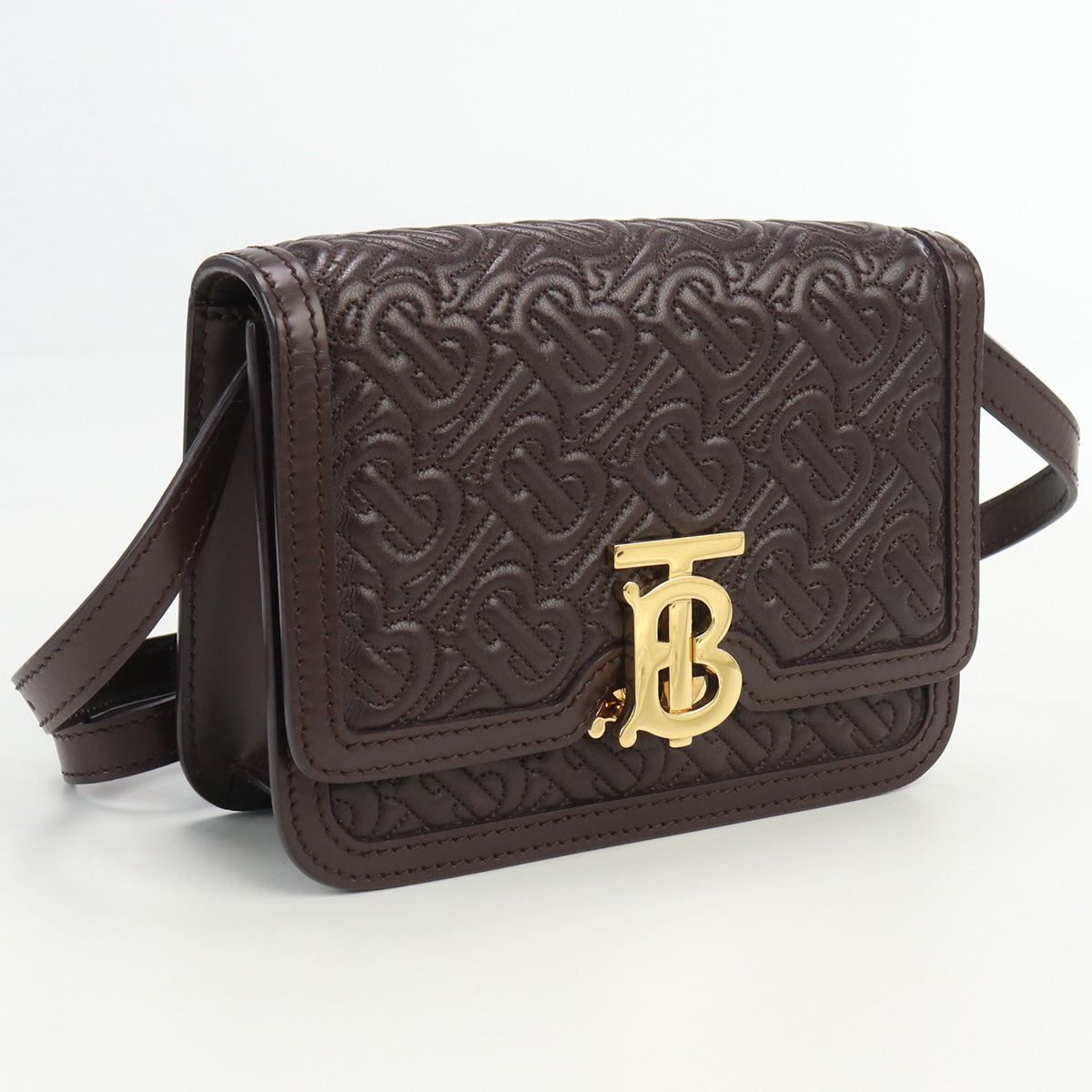BURBERRY TB Shoulder Bag Diagonal shoulder bag leather brown Women