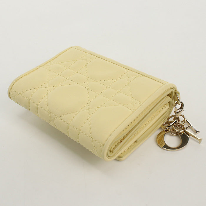 Christian Dior S0181ONMJ Lotus wallet Tri-fold with coin purse lambskin yellow