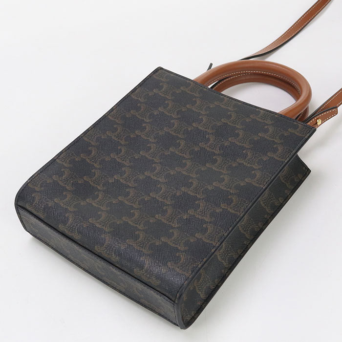 CELINE 194372BZK.04LU Handbag Mini vertical hippopotamus Triomphe 2Way Handbag Triomphe canvas,leather Brown Women