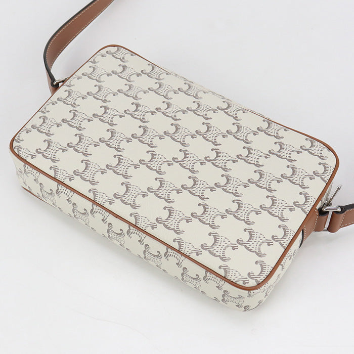 CELINE 194502BZK Shoulder Bag Triomphe Horizontal Messenger PVC white Women