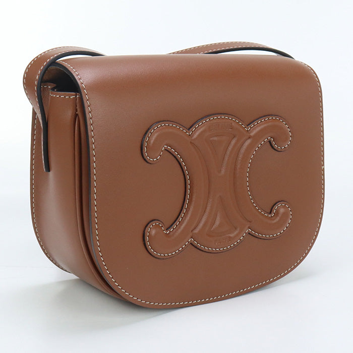 CELINE 198263DU3.04LU Shoulder Bag Folco Cuil Triomphe smooth scarf skin Brown Women