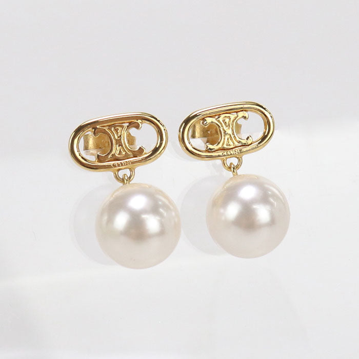 CELINE 46W796BPE Pearl Pierce Triomphe Pierce metal/Pearl gold Women