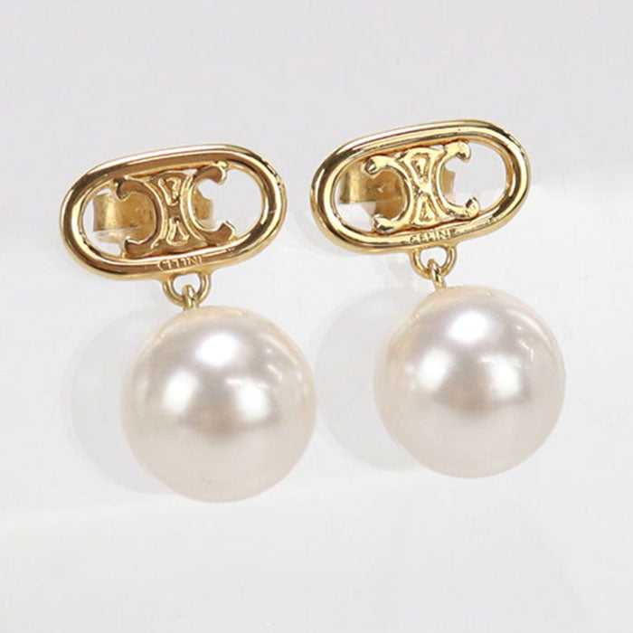 CELINE 46W796BPE Pearl Pierce Triomphe Pierce metal/Pearl gold Women