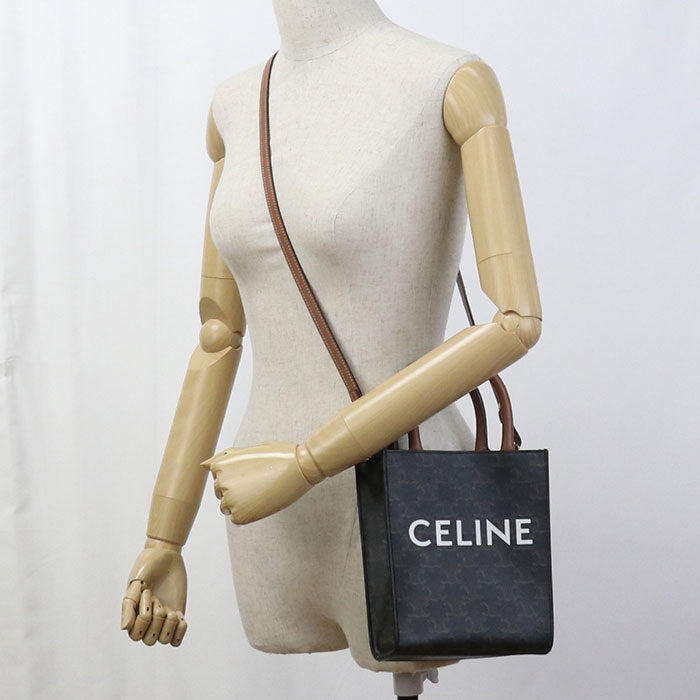 CELINE Mini vertical hippopotamus Triomphe canvas Handbag/leather brown Women