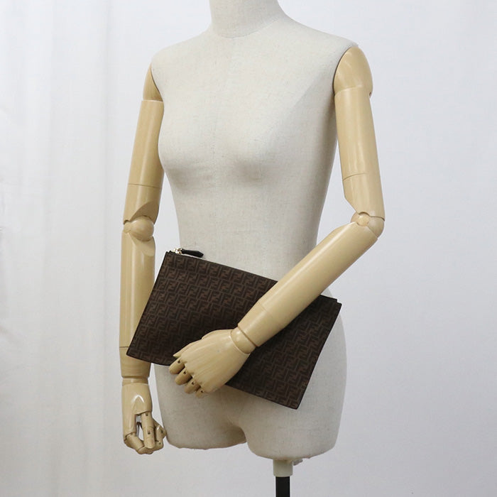 FENDI 8N0149 AFIS Slim Clutch Medium Flat Clutch bag leather brown Women