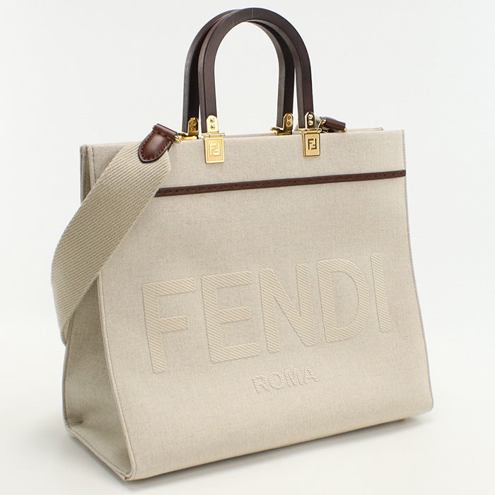 FENDI 8BH386 Sunshine Medium Tote Bag canvas/Sunshine Medium beige Women