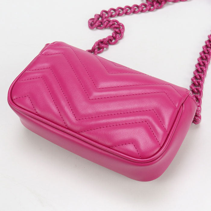 GUCCI 699757 ChainShoulder Bag GG Marmont/Quilted leather pink Women