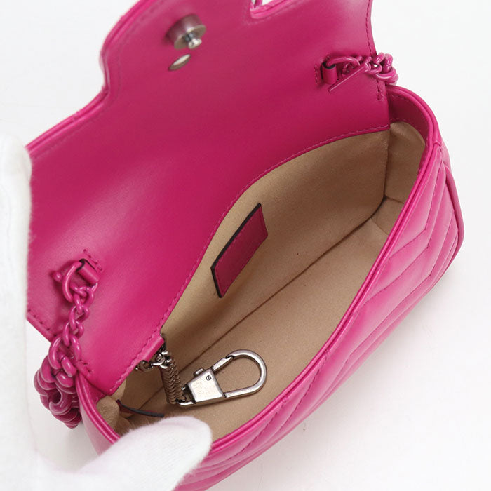 GUCCI 699757 ChainShoulder Bag GG Marmont/Quilted leather pink Women