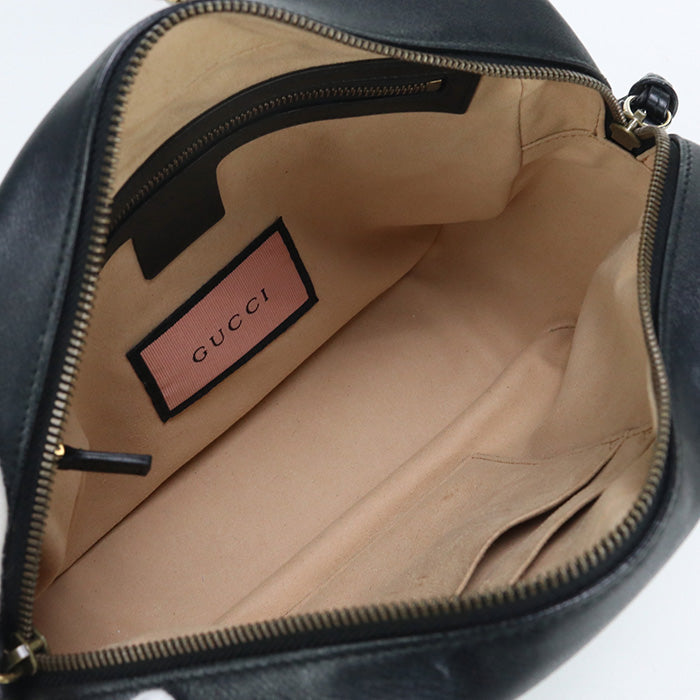 GUCCI GU89295 ChainShoulder GG Marmont Shoulder Bag leather black Women