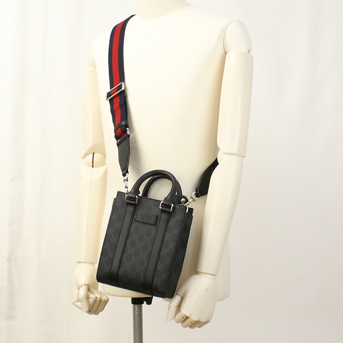 GUCCI 415721 Tote Bag GG Supreme Web Line 2WAY Mini Tote Bag PVC black mens(unisex)
