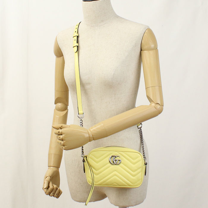 GUCCI 634936 GG Marmont Diagonal shoulder bag Shoulder Bag leather yellow Women