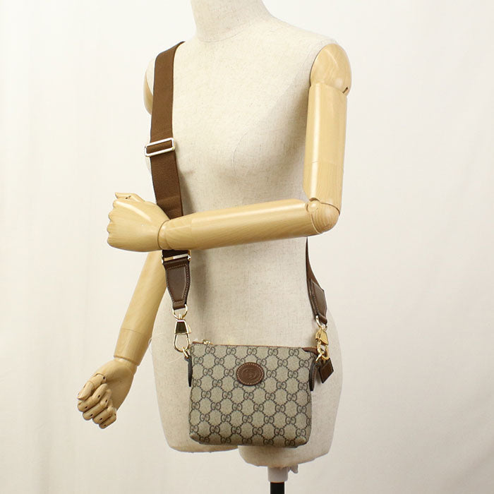 GUCCI 723306 Interlocking G Diagonal Shoulder Bag GG Supreme beige Women