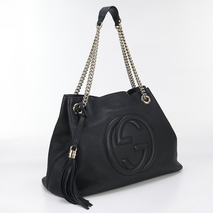 GUCCI 308982 Chain Soho Tote Bag leather black Women