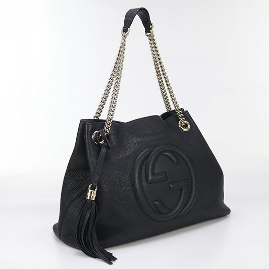 GUCCI 308982 Chain Soho Tote Bag leather black Women