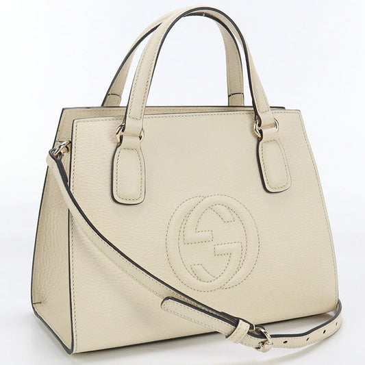 GUCCI 607722 CAO0G 9522 2WAY Soho Tote Bag leather white Women