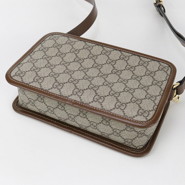 GUCCI 658572 Interlocking G Diagonal Shoulder Bag GG Supreme beige Women
