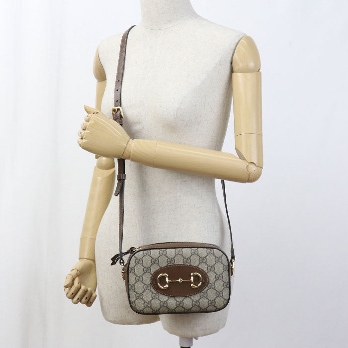 GUCCI 760196 Small bag Horsebit 1955 Shoulder Bag GG Supreme/leather beige Women