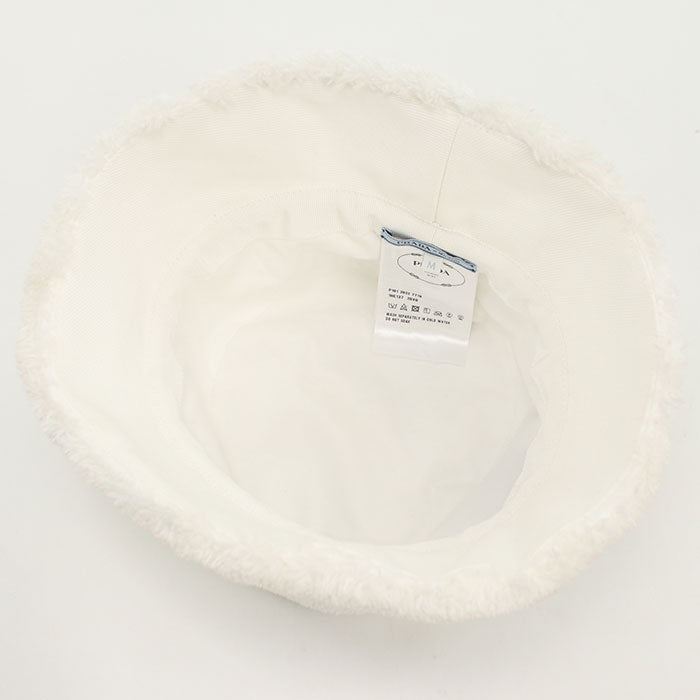 PRADA 1HC137 2DXO hat Terry cloth fur lettering logo Bucket hat polyester white Women