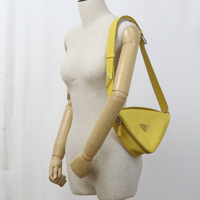 PRADA 2VL039 2FAD F0377 Shoulder Bag Triangle Crossbody bag leather Yellow mens(unisex)