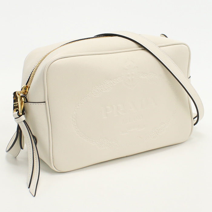 PRADA 1BH089 Shoulder Bag Grey Scarf Shoulder Bag leather white Women
