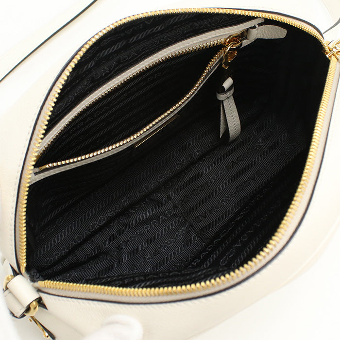 PRADA 1BH089 Shoulder Bag Grey Scarf Shoulder Bag leather white Women