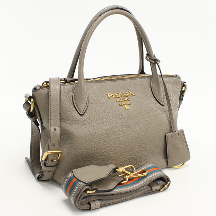 PRADA 1BA157 Handbag Viterodino 2WAY handbag leather gray Women