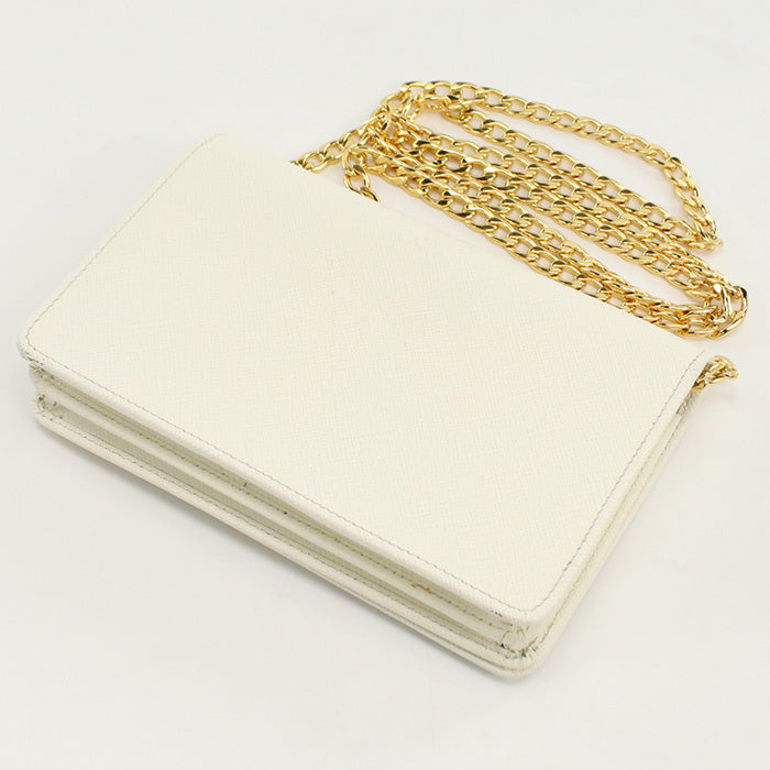 PRADA 1BP006 Safiano leather Chain wallet/SAFFIANO LUX white Women