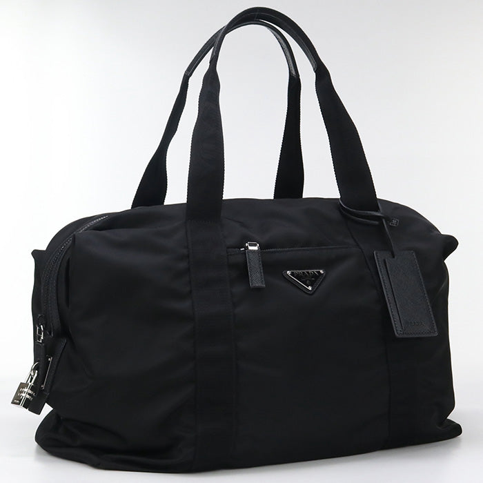 PRADA 2VC796 Boston bag Safiano Duffel Bag/Travel Bag Nylon, leather black mens(unisex)